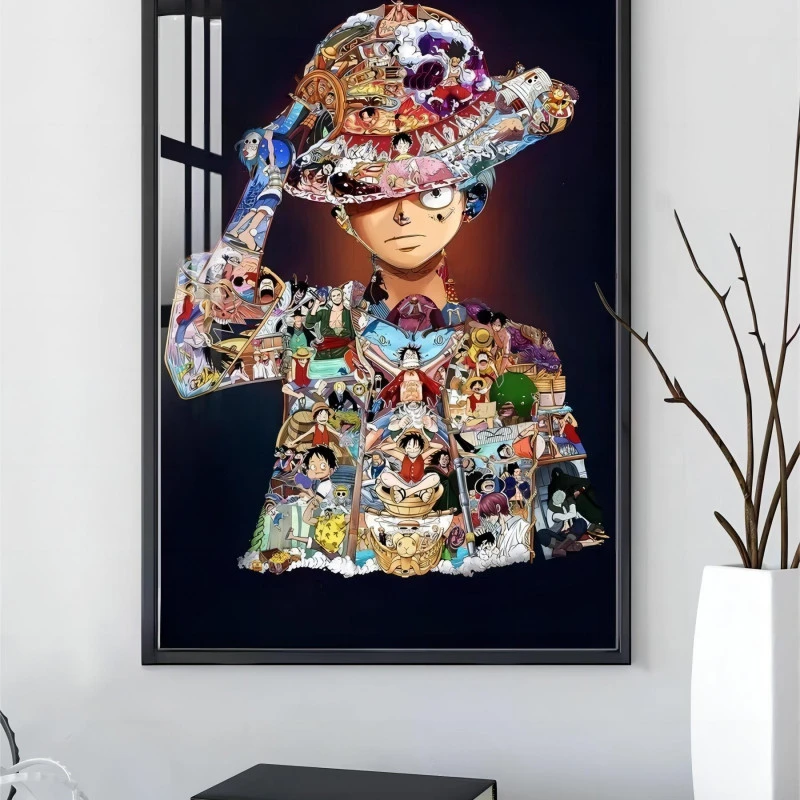 《海贼王》挂画涂鸦路飞客厅装饰画儿童房壁画30*40 pvc