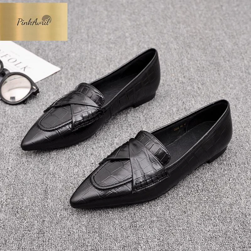 PinkAvril断码单鞋女平底2025春秋季新款欧美尖头软底低跟百搭女