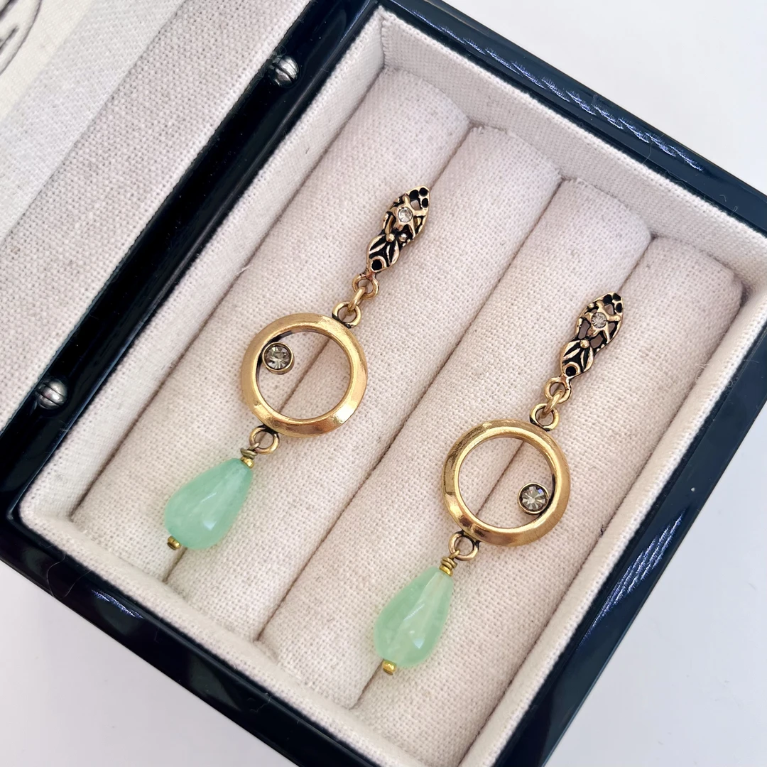 铜合金琉璃耳饰 「Lily中古」ML耳钉