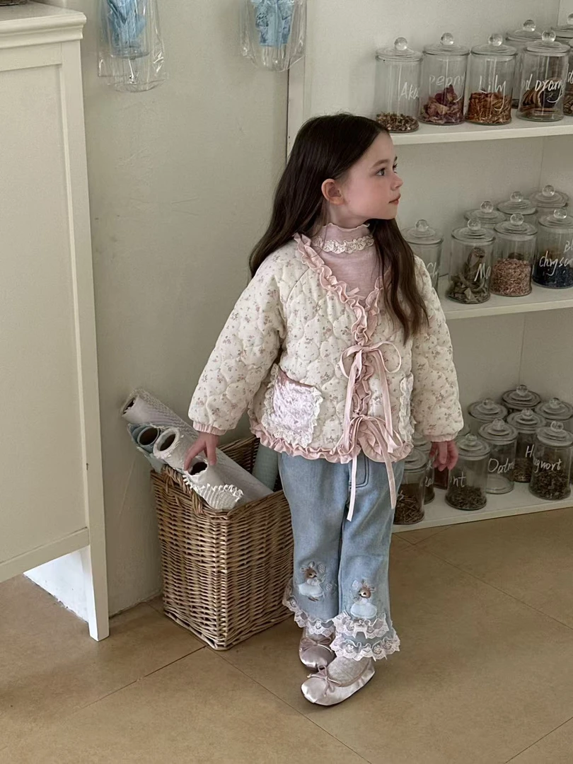 AMX-3050-儿童森系重工裤腿刺绣加绒牛仔裤（冬款）