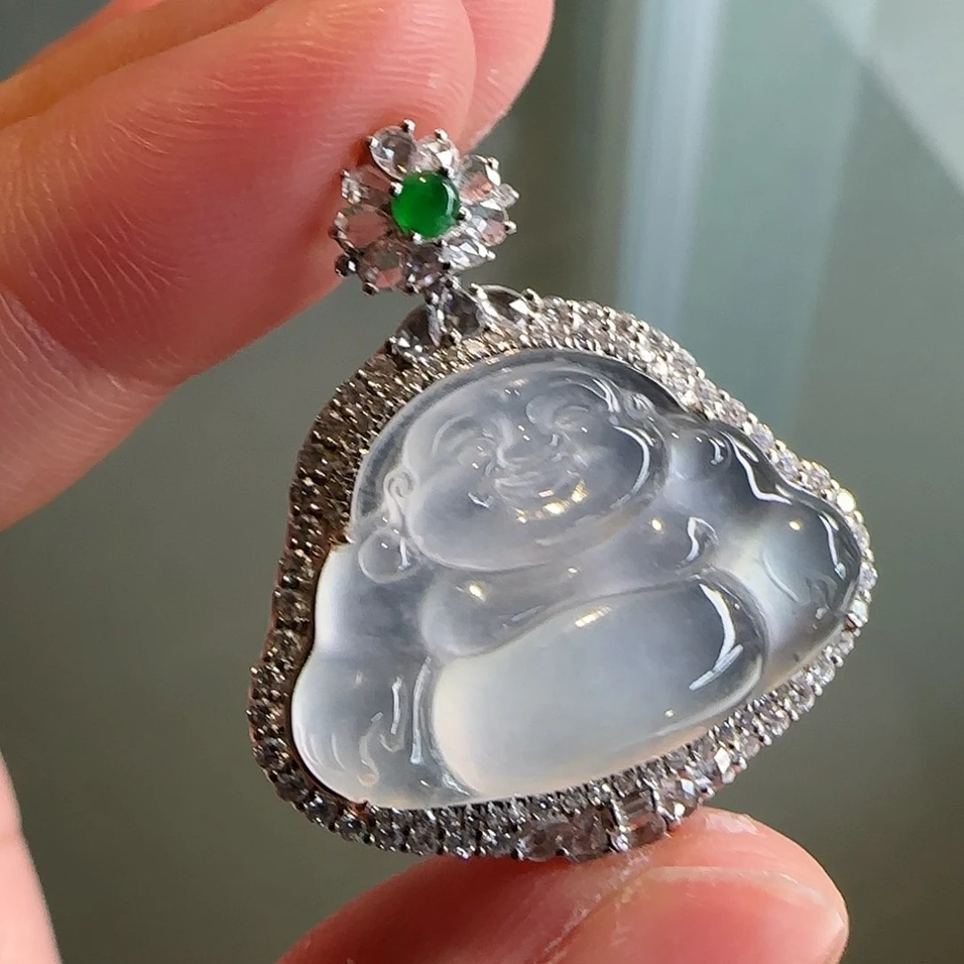 翡翠18K金镶嵌颈饰天然翡翠