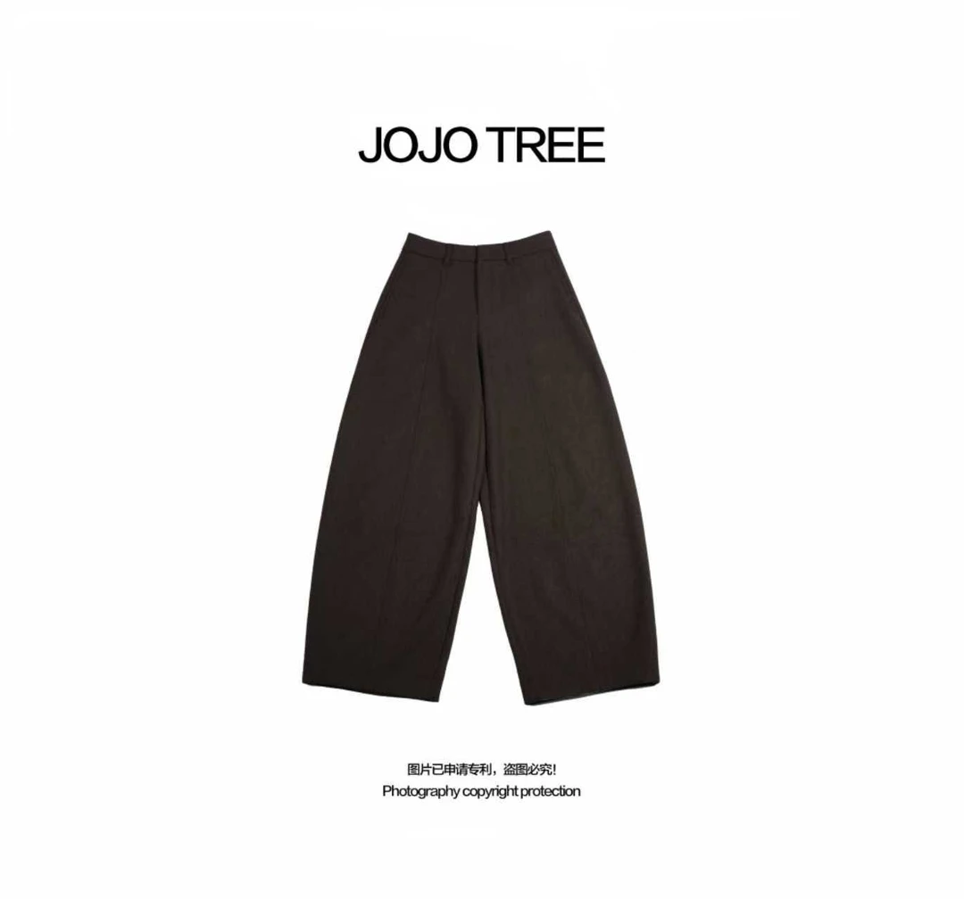 JOJOTREE 时裳记 羊毛直筒裤长裤