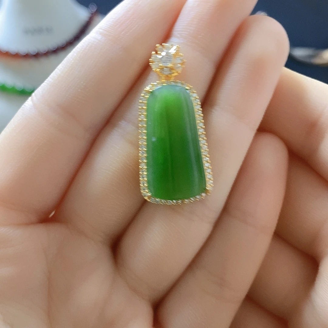 和田玉银S925镶嵌颈饰sj