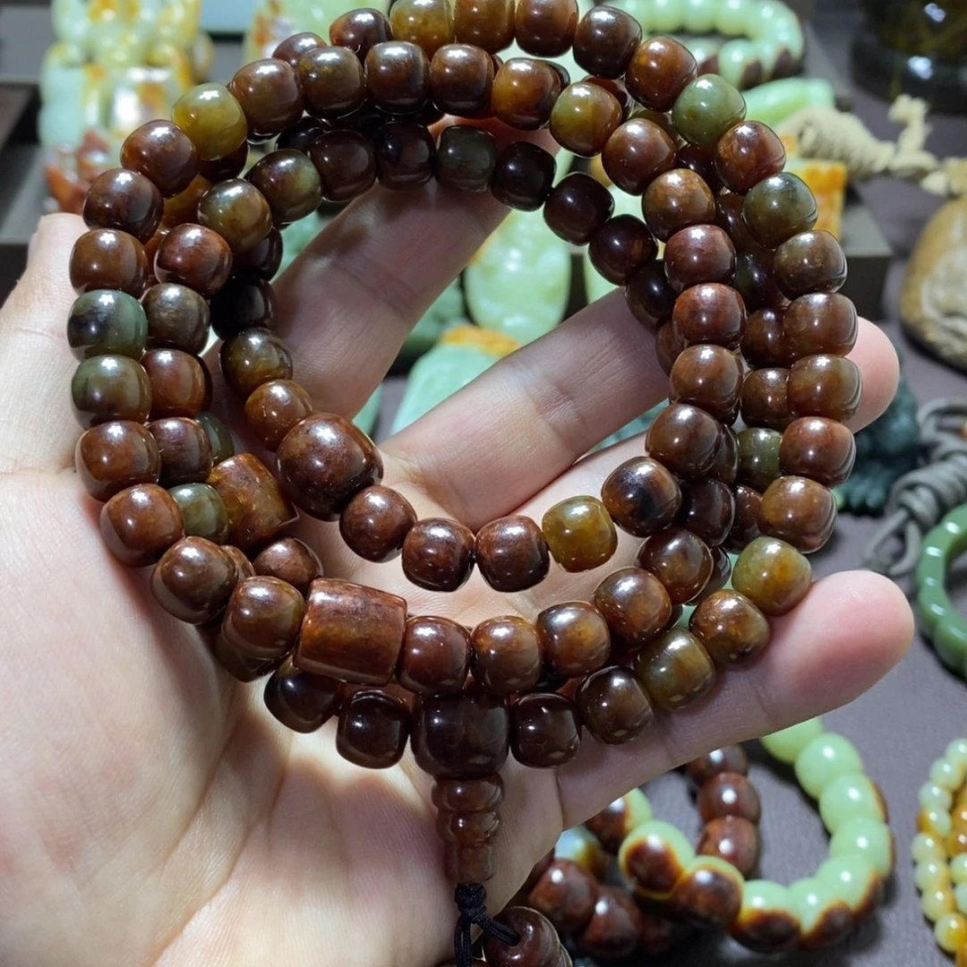 岫岩河磨玉（透闪石质玉）未镶嵌手链108粒10