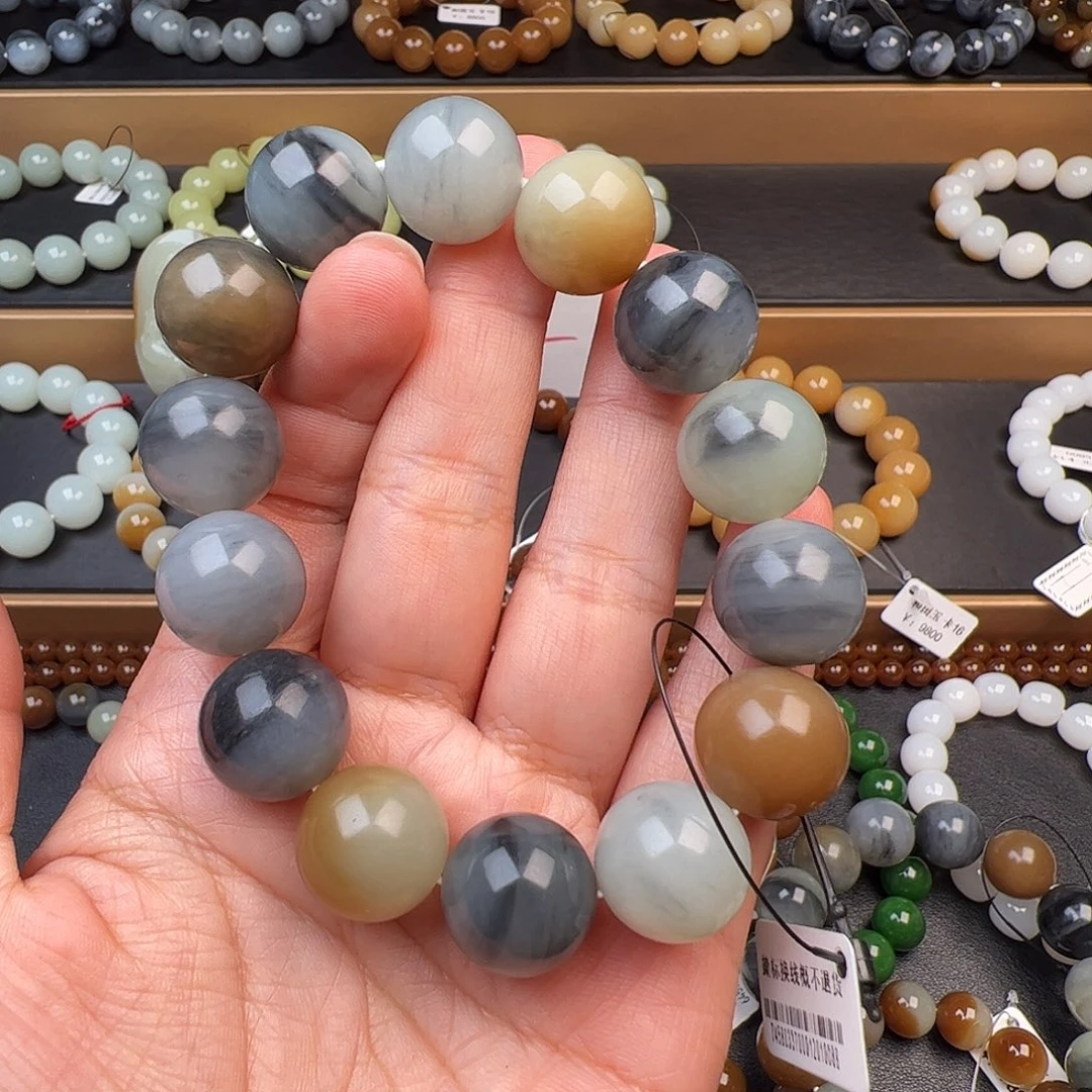 和田玉未镶嵌手链新疆楼兰三色卡16