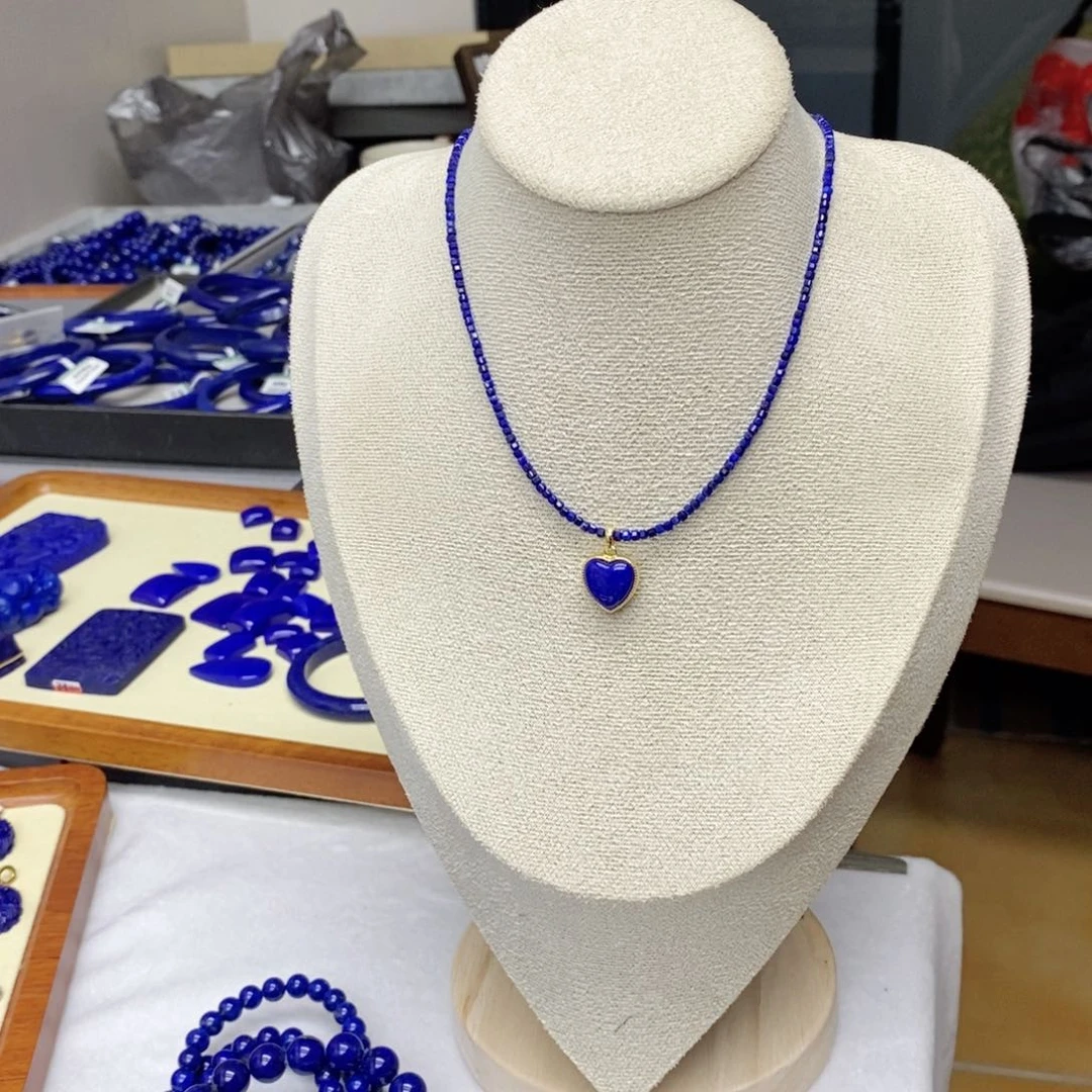 青金石颈饰银S925镀金镶嵌