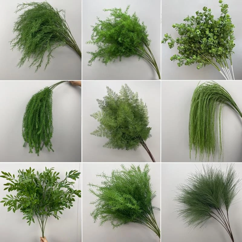 新款婚庆仿真绿植花材吊顶花婚礼插花花艺芦荀草绢花绿叶假花布置