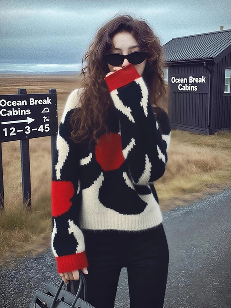 【现货】秋法式独特别致绝美设计感小众不撞款高级感超好看花朵毛衣