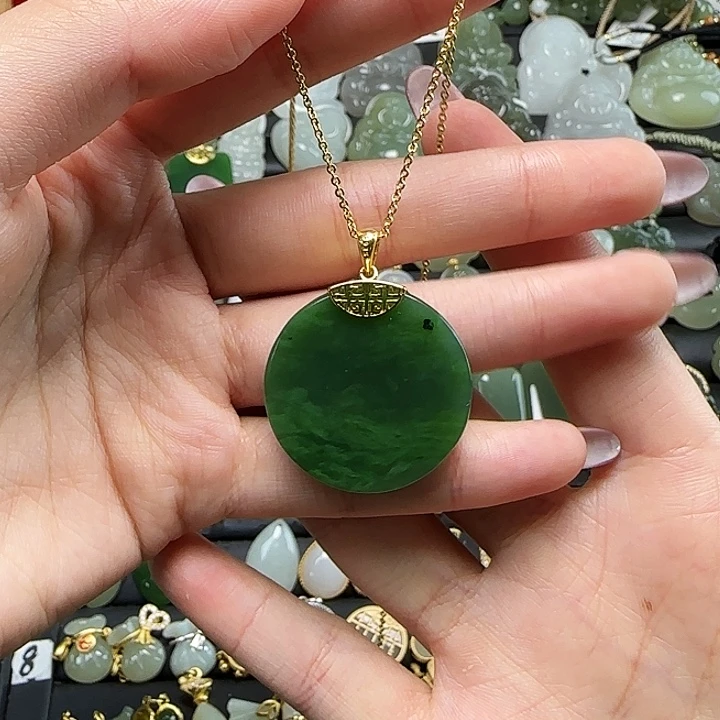 和田玉银S925镶嵌吊坠(赠链)