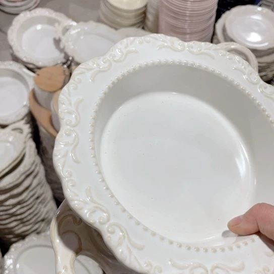 微瑕陶瓷完美主义者勿拍双耳➕汤盘