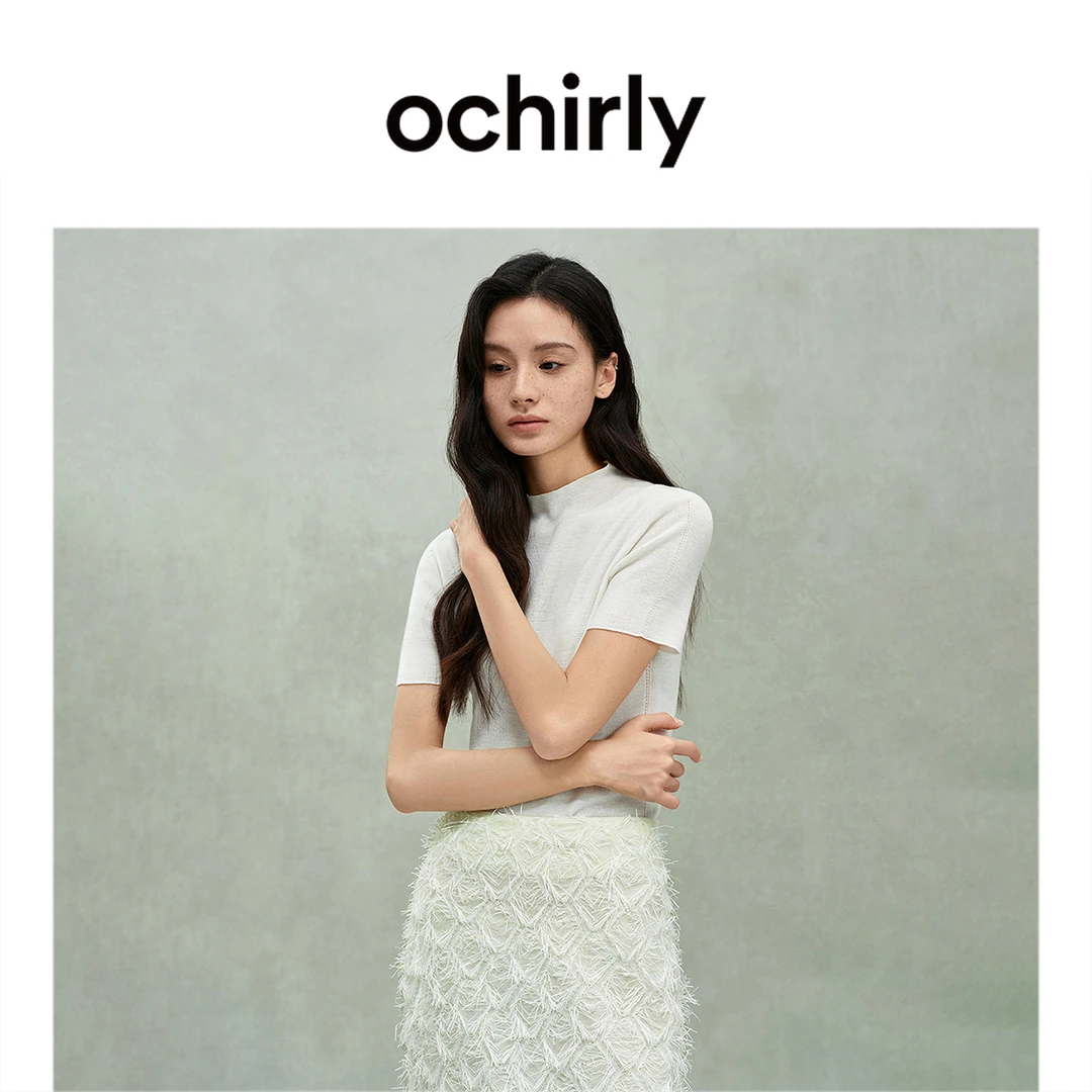 【可机洗澳大利亚100%羊毛】OCHIRLY欧时力无缝一体高领针织25夏