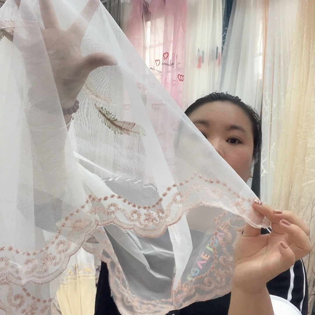 静***圈纱定制羽毛5.4绣花窗纱