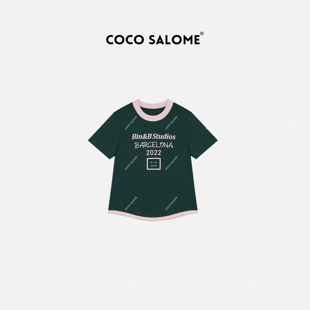 COCO SALOME⑥【西瓜子】液氨棉亲肤圆领气质轻奢短袖T恤386C