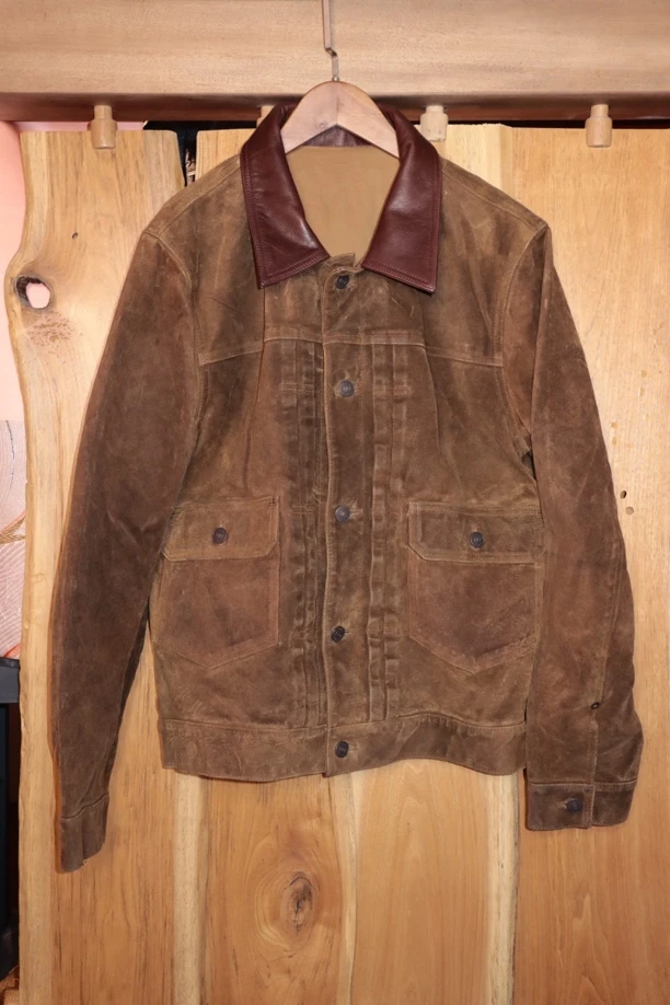西部夹克506美式复古反毛牛皮