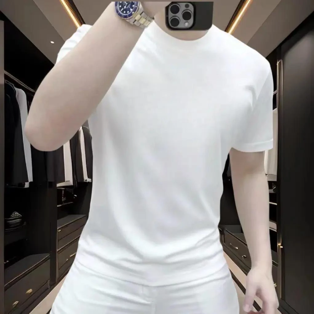 纯棉印花短袖T恤夏季上衣白色圆领休闲修身半袖精神小伙男士时尚