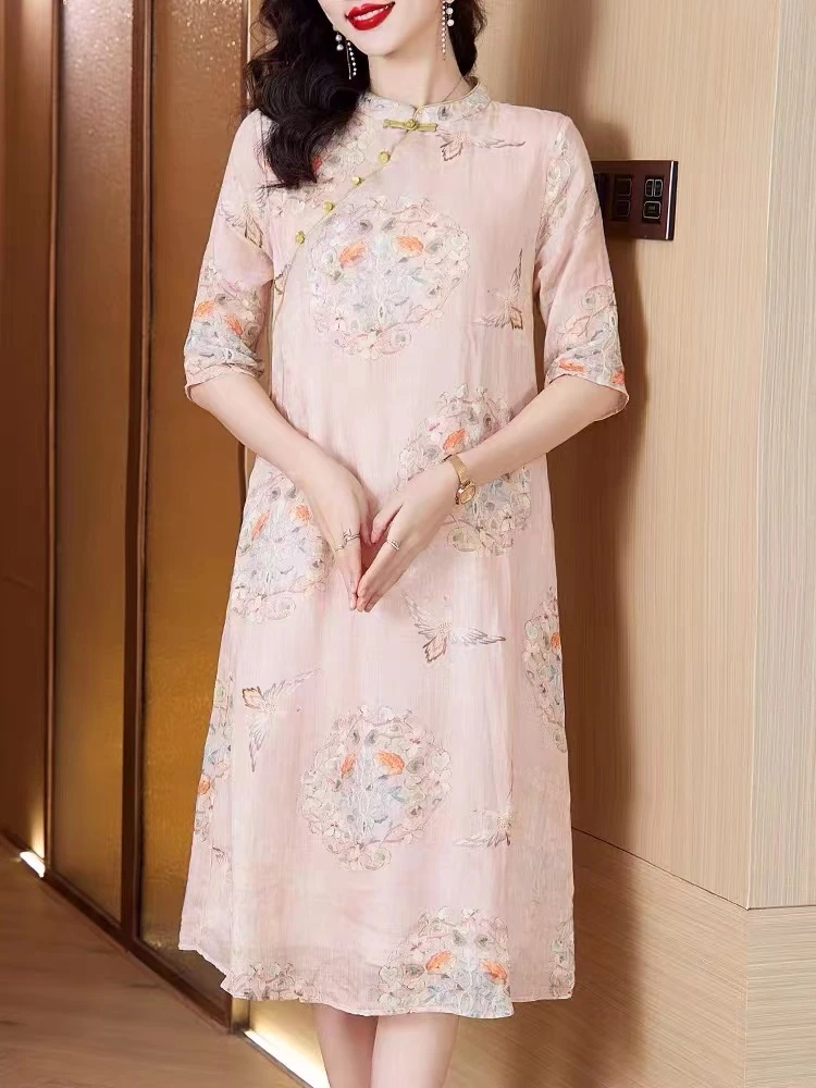 Z787夏季2025新款连衣裙新中式改良旗袍高级感减龄气质年轻款女装