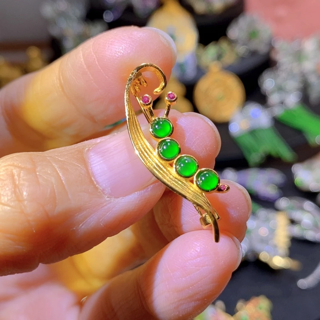 吊坠(不含链)银S925镶嵌翡翠