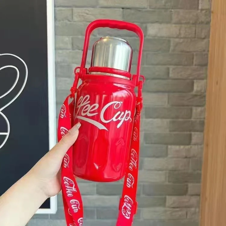 可乐杯背带316不锈钢保温杯大容量保温壶男女便携提绳杯真空便携