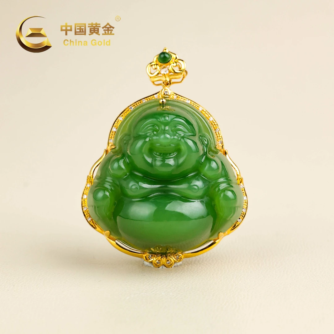 【中国黄金】森涧 | 和田玉*吊坠*18k金镶嵌-D11371-Y