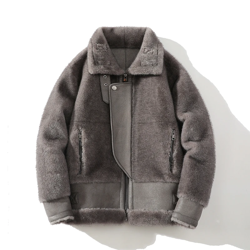 海宁冬季新款防风保暖机车服男外套男士大码貂绒时尚夹克