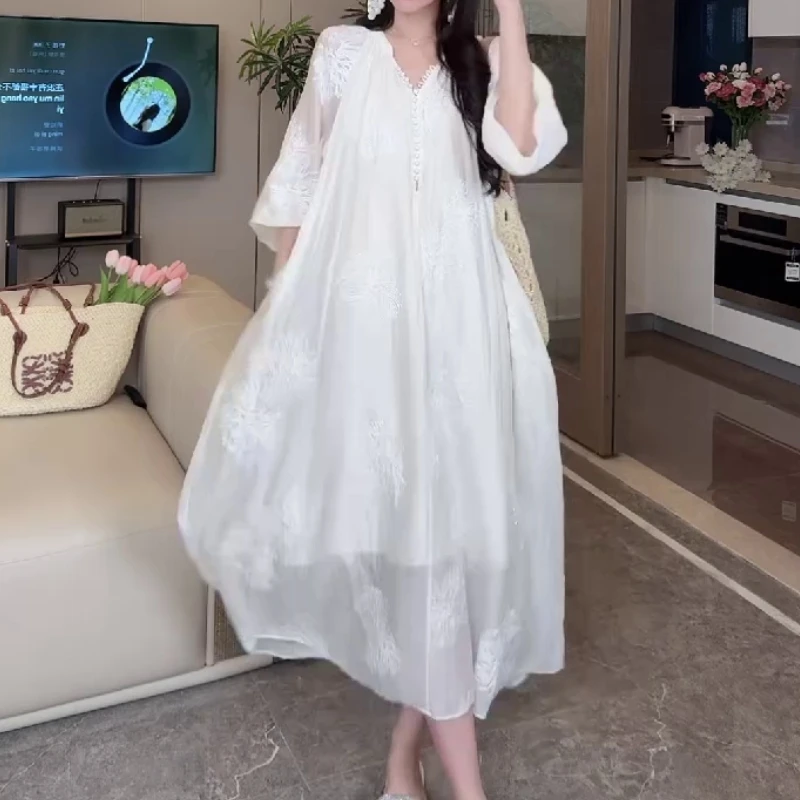 新款孕妇连衣裙夏款潮妈上档次辣妈爆款遮肉长款过膝宽松洋气裙子