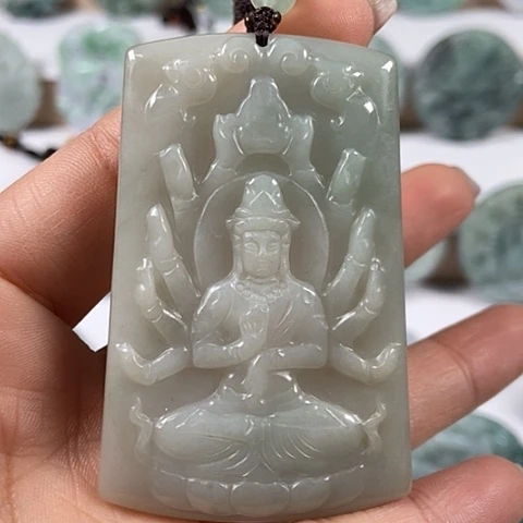 翡翠颈饰未镶嵌千手观音福利