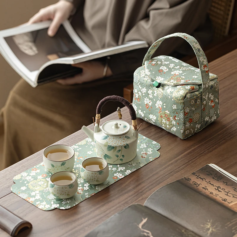 汝窑旅行茶具套装开片可养户外露营单人便携收纳包功夫茶杯泡茶壶