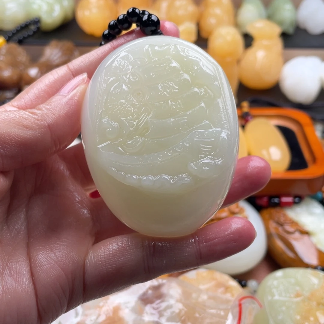 石材天然古青石手把件