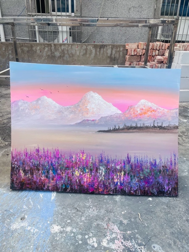 雪山挂画沙发背景画现代装饰画尺寸90.120