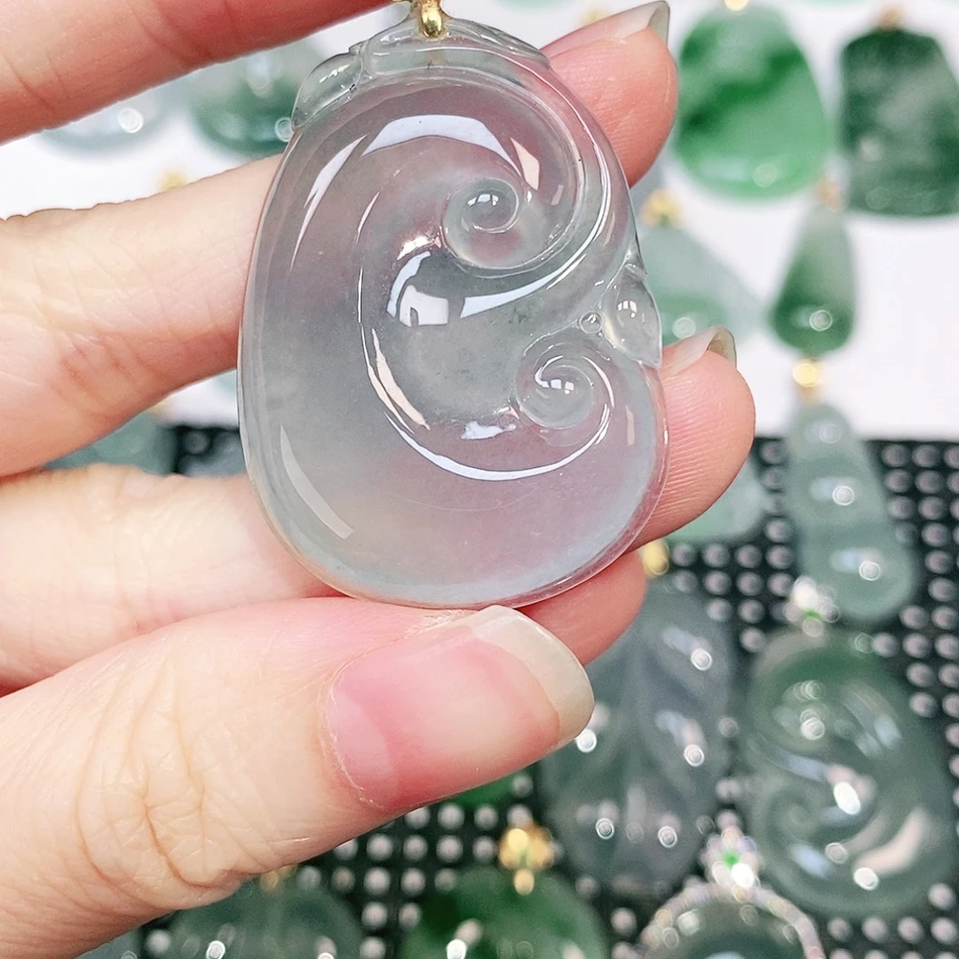 吊坠(不含链)18K金镶嵌翡翠