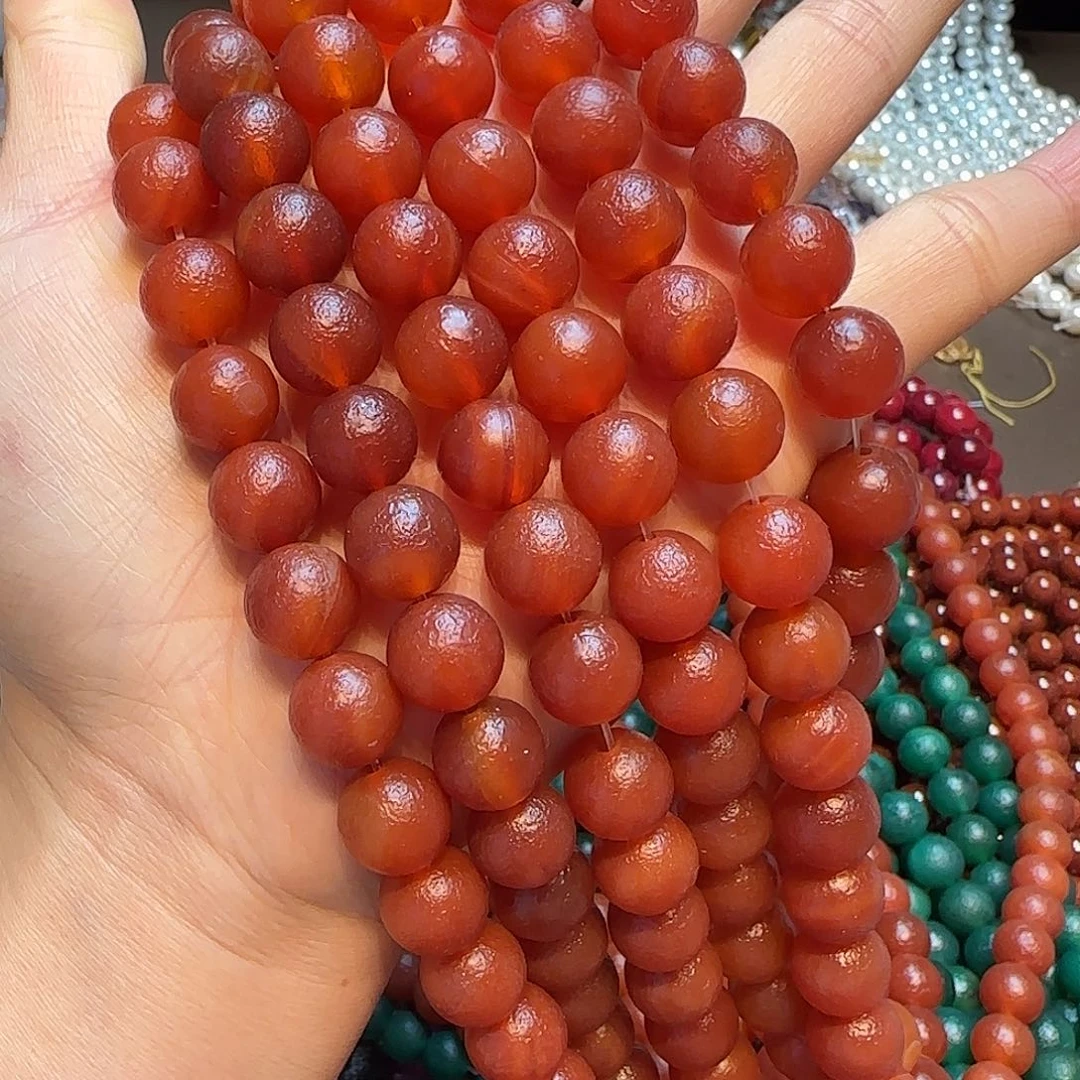 玛瑙/玉髓合金珠宝半成品14mm红橘皮一条