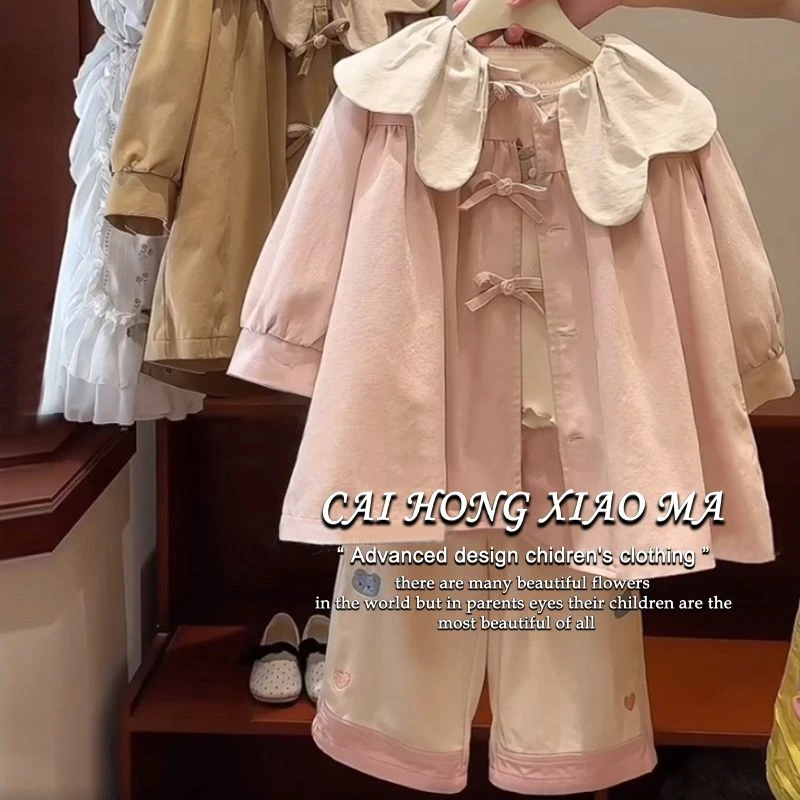 时髦新款儿童洋气秋款甜美宝宝女童春秋外套休闲秋装韩版风衣