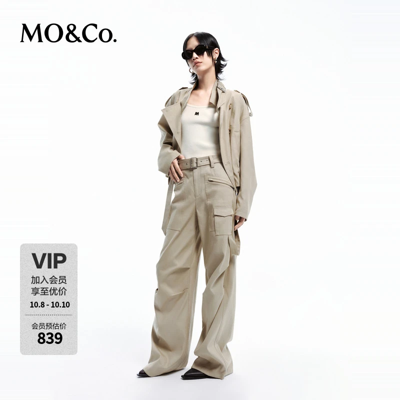 MOCO春大翻领双排扣短款夹克外套MBD1JKTT07
