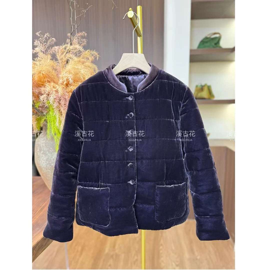 【福漫】2025秋冬新款真丝丝绒蚕丝棉服女加厚高级百搭棉衣显瘦保暖