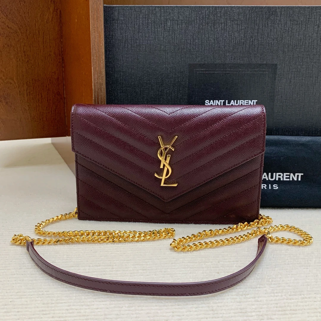99新 YSL/圣罗兰 【闲置】ysl 鱼子酱信封woc在售酒红