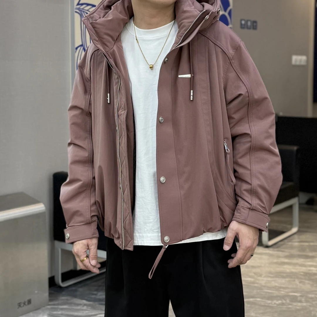 高档品质美式工装夹克羽绒服男宽松潮流青年大学生冬季白鸭绒外套