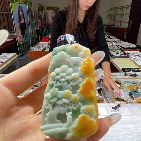 翡翠未镶嵌颈饰一个