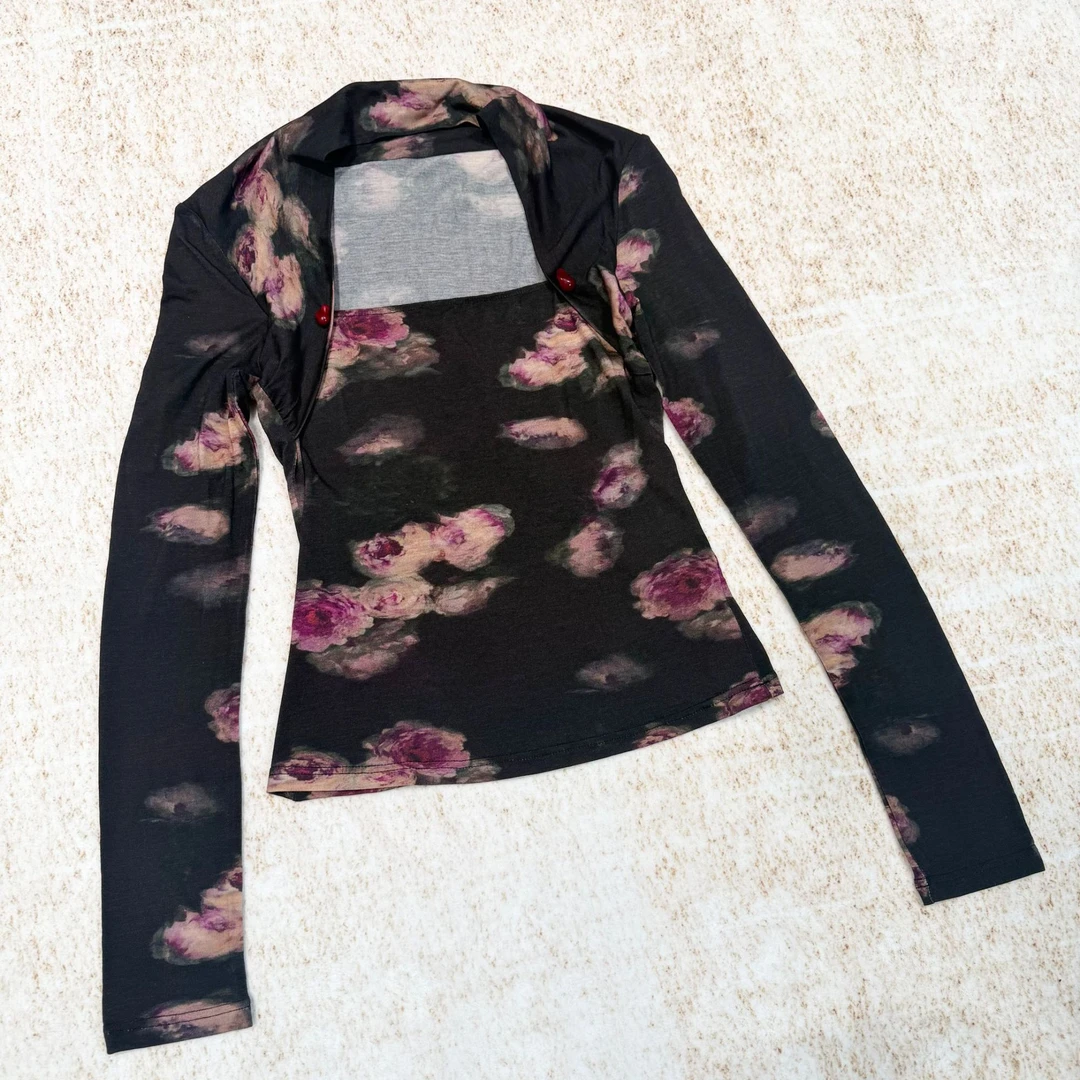 硕硕Closet原创小众设计|春夏新款晕染花色打底上衣长袖