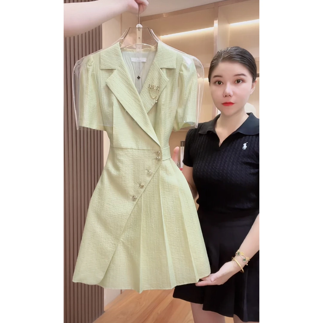 【现货 今天发】1705气质收腰短袖显瘦连衣裙
