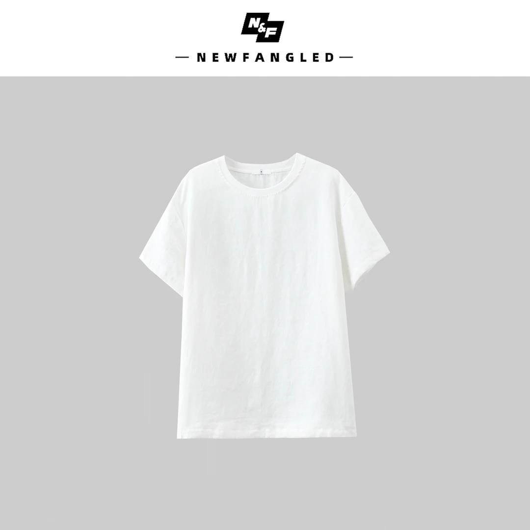 【亚麻】夏季圆领净版T恤女士显瘦百搭短袖