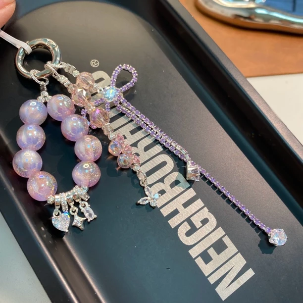 728粉紫挂件原创手机链