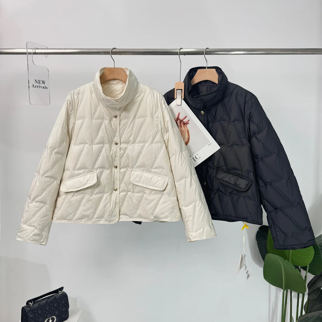 C516时尚长袖短款单排扣加厚轻薄纯色羽绒服简约短款羽绒服-122Z