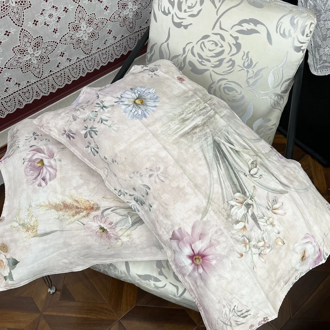 RS212汉麻（48*74cm/对)梦幻粉色活性印花枕卧室可拆卸枕套