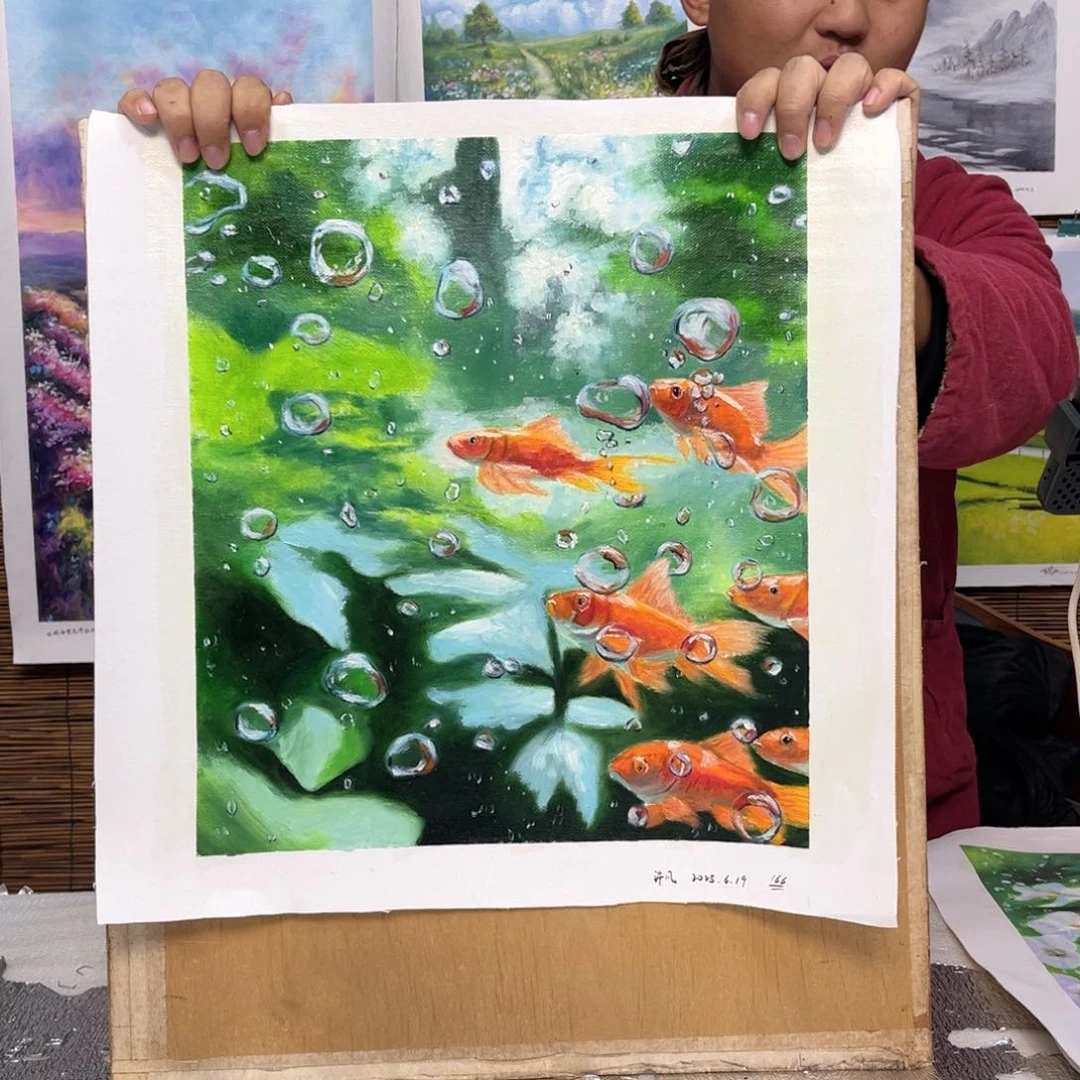 油画行路人小院绘画作品竞拍