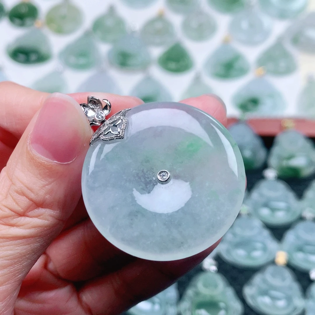 翡翠18K金镶嵌吊坠(不含链)