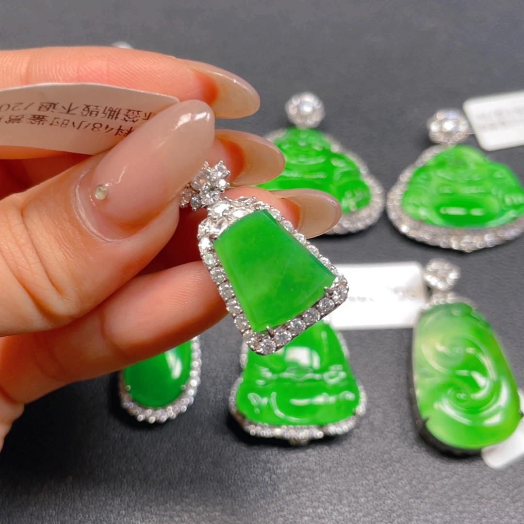 翡翠银S925镶嵌吊坠(不含链)