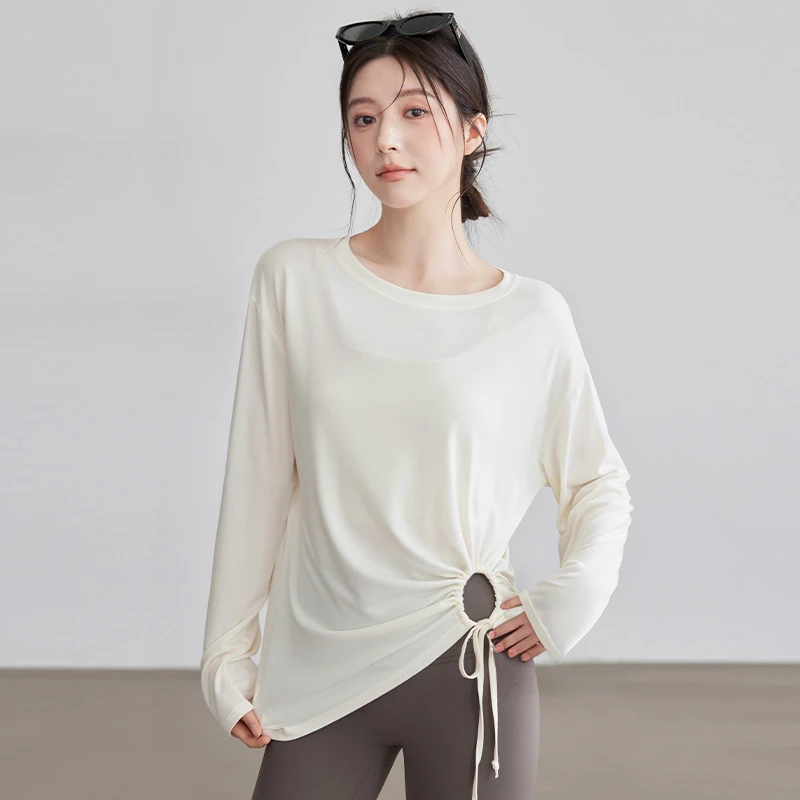 瑜伽服女宽松速干休闲运动罩衫长袖上衣透气跑步训练普拉提健身服