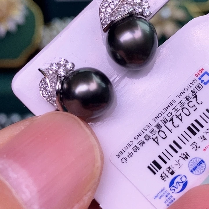 银S925镶嵌耳饰海水珍珠