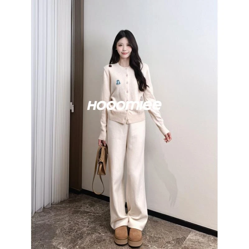 Hooomiee减龄圆领100羊毛女士针织上衣YS25158