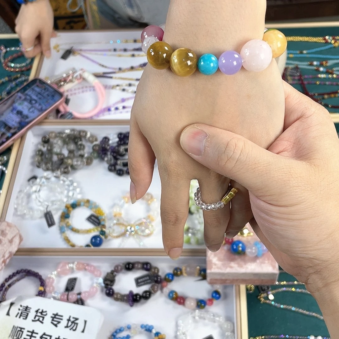 水晶手链银S925镀金镶嵌